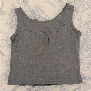 SHEIN Gray Ribbed Button-Front Tank Top
